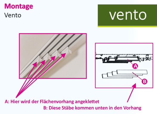 Paneelwagen zur Befestigung von einem Flächenvorhang an der Vento Schiene